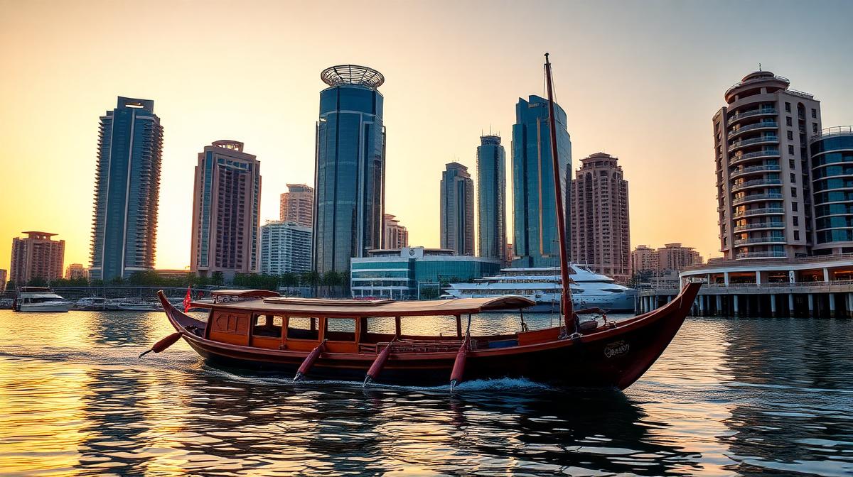 Traditional dhow boat cruise in Dubai Creek