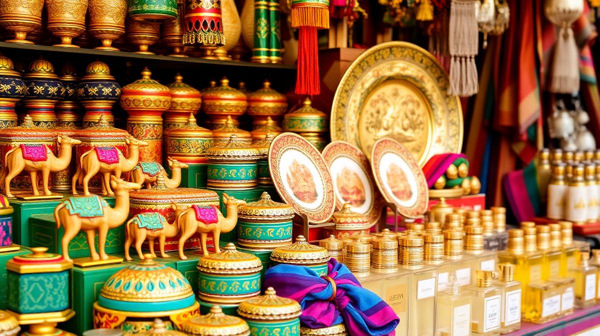 Colorful souvenirs and gifts at Dubai market