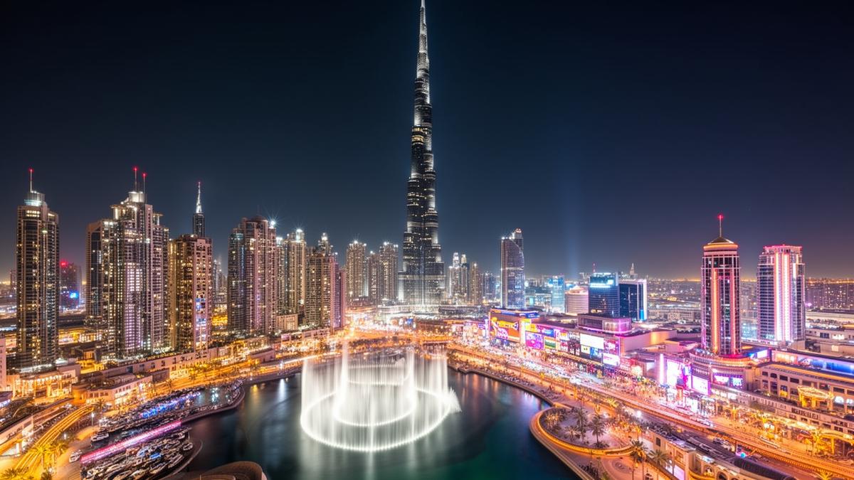 Dubai skyline at night