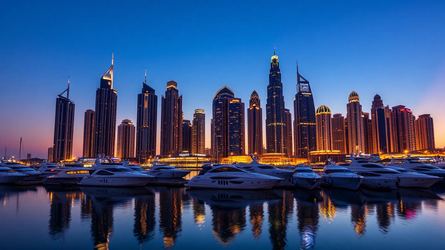 Dubai Marina skyline at night vs Downtown — Marina vs Downtown comparison