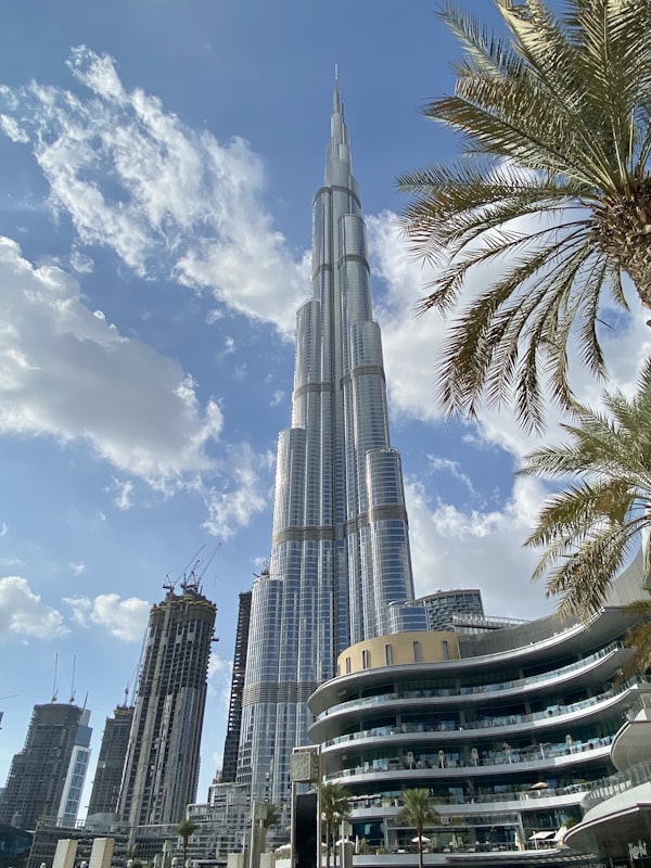 Burj Khalifa view from hotel room window at night — best Dubai hotels Burj Khalifa view