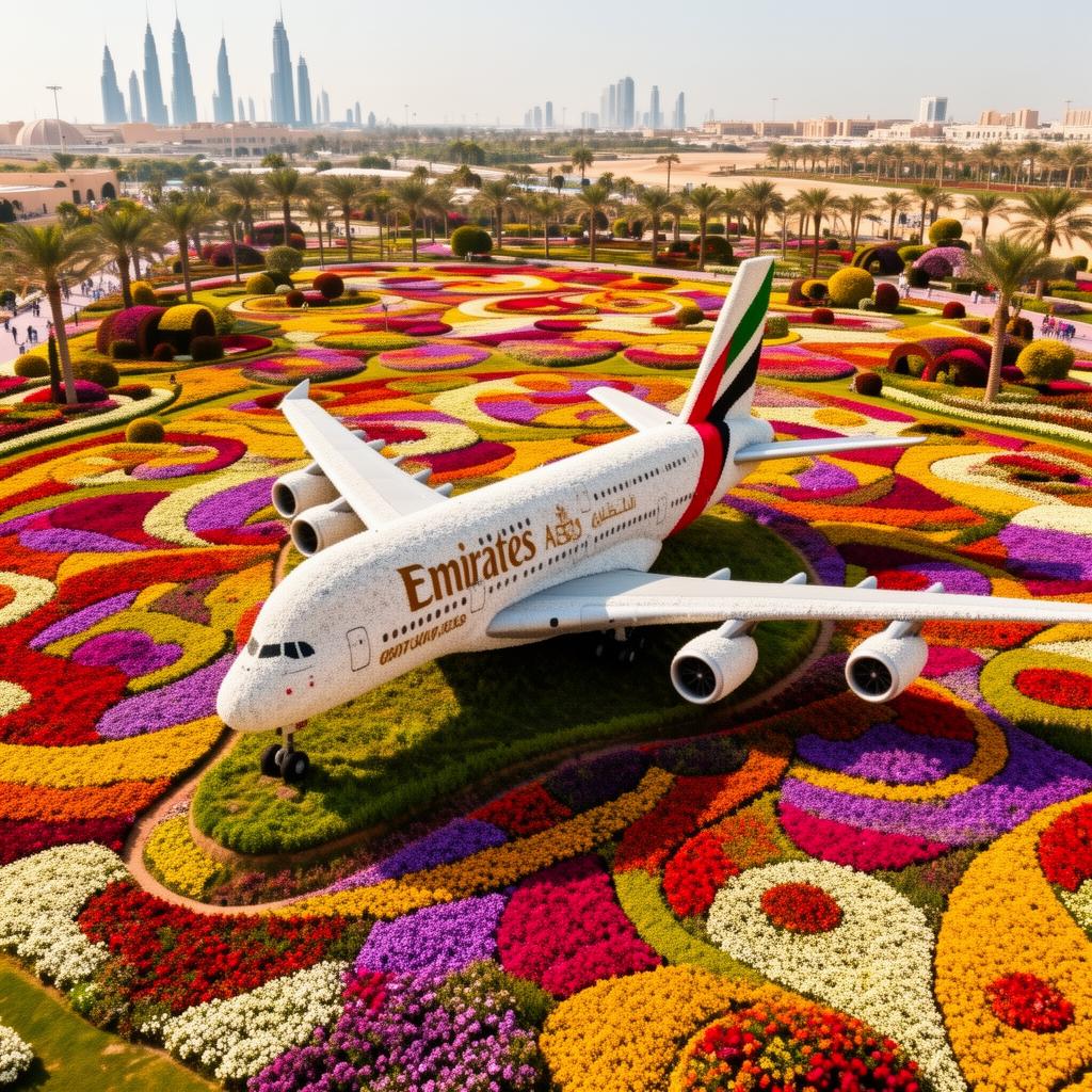 Dubai Miracle Garden 2026 50 million flowers Emirates A380 sculpture